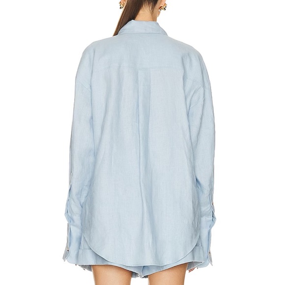 Helsa Linen Blue Shirt and shorts set - Picture 4 of 9